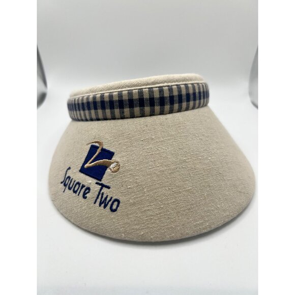 VTG 90s Two Square Fabric Sun Visor W Sweatband OS Made In USA Town Talk Golfing - Picture 1 of 10